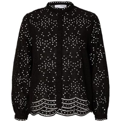 SELECTED FEMME Dam Slftatiana L/S Embr Shirt Noos långärmad blus, svart, 46 SELECTED FEMME Dam Slftatiana L/S Embr Shirt Noos långärmad blus, svart, 46