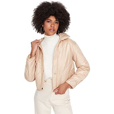 Trendyol Damkrage med slag vanlig vanlig vinterjacka, beige, XS, BEIgE, XS Trendyol Damkrage med slag vanlig vanlig vinterjacka, beige, XS, BEIgE, XS