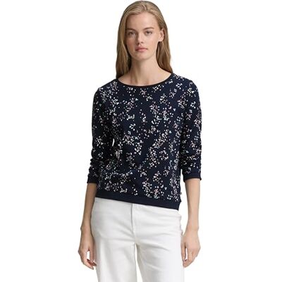 TOM TAILOR Denim damtröja, 38903 – flerfärgad prickig marinblå, XS TOM TAILOR Denim damtröja, 38903 – flerfärgad prickig marinblå, XS