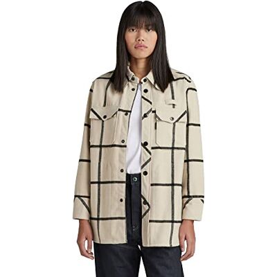 G-STAR RAW Kvinnors BF overshirt, flerfärgad (Brown Rice Louis Check C840-D419), S G-STAR RAW Kvinnors BF overshirt, flerfärgad (Brown Rice Louis Check C840-D419), S