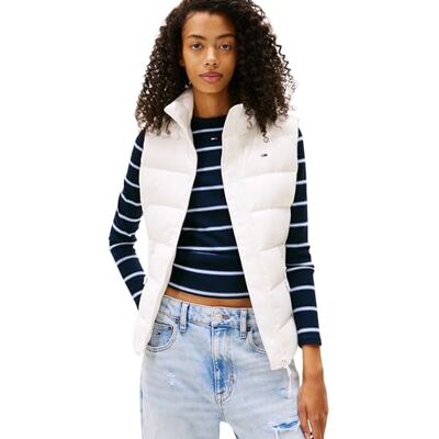 Tommy Jeans Dam TJW SLIM ZIP PRINT Down VEST DW0DW21622, vit, XXS, Vit (Ecru), XXS Tommy Jeans Dam TJW SLIM ZIP PRINT Down VEST DW0DW21622, vit, XXS, Vit (Ecru), XXS