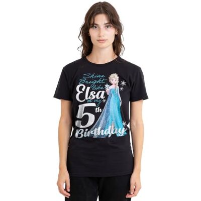 Disney mandarin creative ltd Frozen Bright Like Elsa 5th Birthday Ladies T-shirt, Svart, Medium, Svart, M Disney mandarin creative ltd Frozen Bright Like Elsa 5th Birthday Ladies T-shirt, Svart, Medium, Svart, M