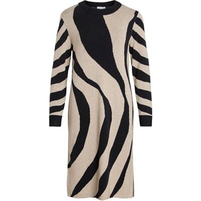 Vila Vitif Crewneck stickad midi dress – Noos, Naturlig blandning, XXL Vila Vitif Crewneck stickad midi dress – Noos, Naturlig blandning, XXL