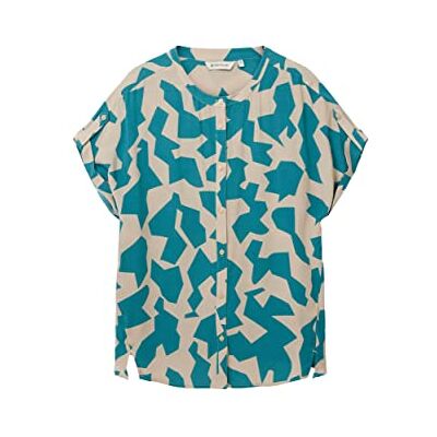 TOM TAILOR Damblus med lös passform, 32146 – Petrol Big Abstract Design, 32 SE TOM TAILOR Damblus med lös passform, 32146 – Petrol Big Abstract Design, 32 SE