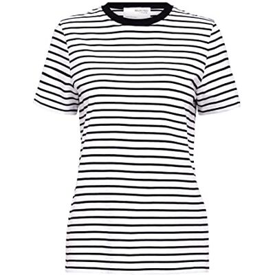 SELECTED FEMME dam Slfmyessential randig O-hals t-shirt Noos t-shirt, Svart/ränder: ljus vit, XS SELECTED FEMME dam Slfmyessential randig O-hals t-shirt Noos t-shirt, Svart/ränder: ljus vit, XS