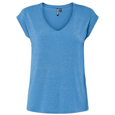PIECES Pcbillo Tee Lurex Stripes Noos Bc, Azurblå, L PIECES Pcbillo Tee Lurex Stripes Noos Bc, Azurblå, L