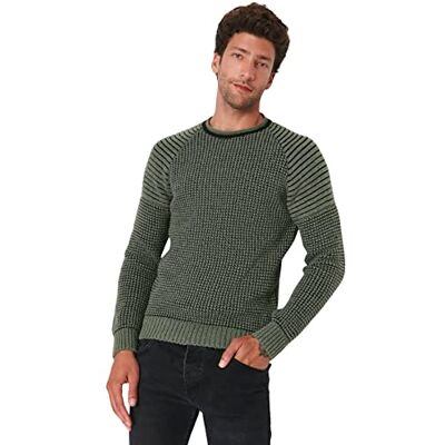 Trendyol Herr rund hals texturerad smal tröja sweatshirt, khaki, XL, Khaki, XL Trendyol Herr rund hals texturerad smal tröja sweatshirt, khaki, XL, Khaki, XL