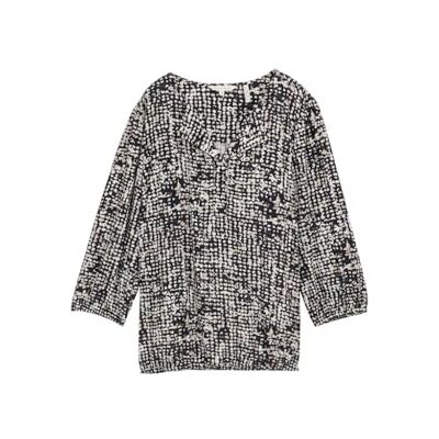 TOM TAILOR damblus, 38402 – marinblå abstrakt prickig design, 38 TOM TAILOR damblus, 38402 – marinblå abstrakt prickig design, 38