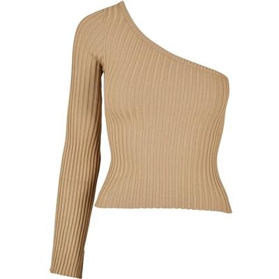 Urban Classics kortärmad damtröja med kort ribbstickad enfärgad tröja, Unionbeige, XS Urban Classics kortärmad damtröja med kort ribbstickad enfärgad tröja, Unionbeige, XS