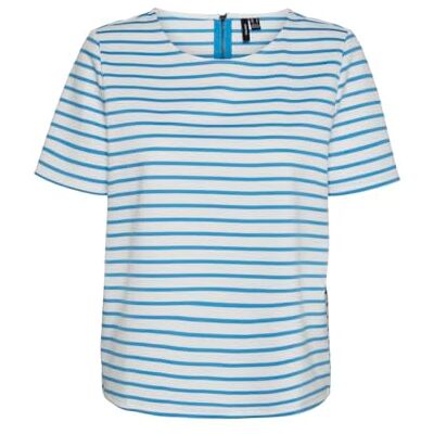 VERO MODA dam Vmabby Ss Zip Top JRS Noos T-shirt, Marinblazer/ränder: vit, XS VERO MODA dam Vmabby Ss Zip Top JRS Noos T-shirt, Marinblazer/ränder: vit, XS