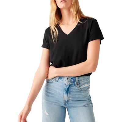 Levi's Boxy Vneck Tee Caviar Slub, Kaviar, XS Levi's Boxy Vneck Tee Caviar Slub, Kaviar, XS