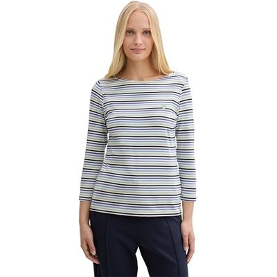 TOM TAILOR dam 1045535 t-shirt, 37371-blå grön normal rand, L, 37371 – blå grön vanlig rand, L TOM TAILOR dam 1045535 t-shirt, 37371-blå grön normal rand, L, 37371 – blå grön vanlig rand, L
