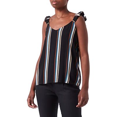 TOM TAILOR Denim Damer Topp med volanger 1031749, 29873 Black Creme Stripe, S TOM TAILOR Denim Damer Topp med volanger 1031749, 29873 Black Creme Stripe, S