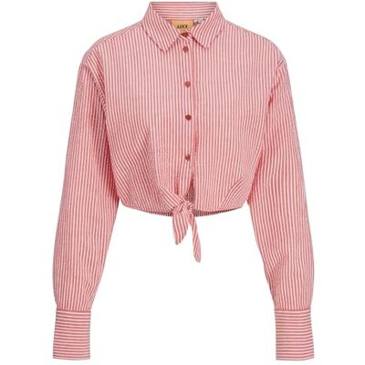 JJXX JXWINDY Seersucker LS Knot Shirt WVN SN, Racing röd/detalj: randig, S JJXX JXWINDY Seersucker LS Knot Shirt WVN SN, Racing röd/detalj: randig, S