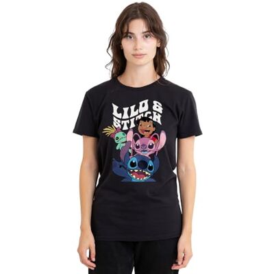 Lilo and Stitch Lilo Stitch karaktär Montage dam t-shirt, svart, Large, Svart, L Lilo and Stitch Lilo Stitch karaktär Montage dam t-shirt, svart, Large, Svart, L