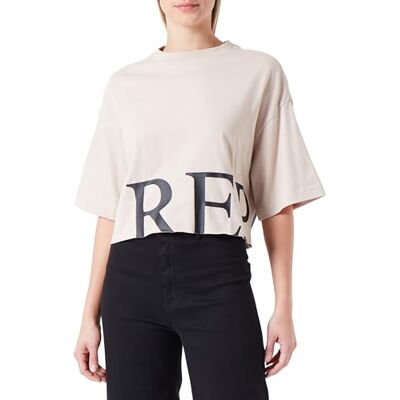 Replay Kortärmad T-shirt för kvinnor, ren logotypkollektion, 893 ljusbeige, XL Replay Kortärmad T-shirt för kvinnor, ren logotypkollektion, 893 ljusbeige, XL