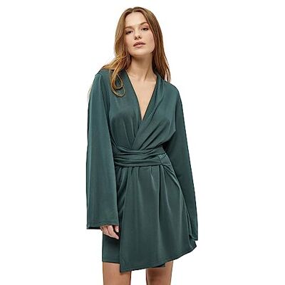 Minus Dam Katie Wrap långärmad kort modal klänning, 4112 Djungelgrön, XL Minus Dam Katie Wrap långärmad kort modal klänning, 4112 Djungelgrön, XL