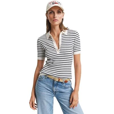 GANT RIB KNIT Striped SS RUGGER, Kvällsblå, XL GANT RIB KNIT Striped SS RUGGER, Kvällsblå, XL