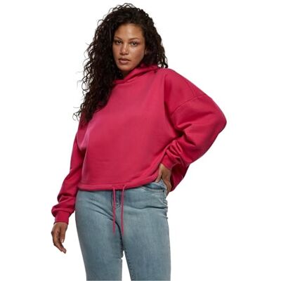 Urban Classics Dam cropped huvtröja i stor storlek, hibiskuspink, XXL Urban Classics Dam cropped huvtröja i stor storlek, hibiskuspink, XXL