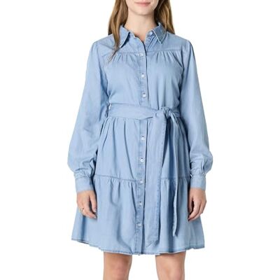 Amazon Essentials kvinnors passform och flare denim Chambray långärmad skjorta klänning, Isblå ljus tvätt, XXL Amazon Essentials kvinnors passform och flare denim Chambray långärmad skjorta klänning, Isblå ljus tvätt, XXL