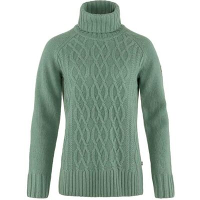 Fjällräven Dam Övik kabel stickad skoter neck W tröja, Patina grön, S, patingrön, S Fjällräven Dam Övik kabel stickad skoter neck W tröja, Patina grön, S, patingrön, S