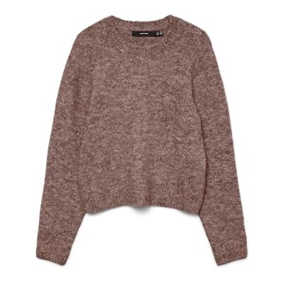 VERO MODA VMNOVAH LS O-hals tröja GA NOOS, Brun lentil/detalj: melerad, M VERO MODA VMNOVAH LS O-hals tröja GA NOOS, Brun lentil/detalj: melerad, M