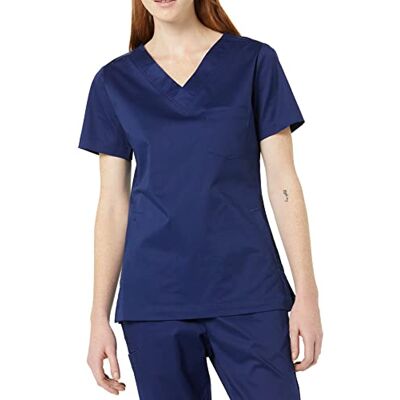 Amazon Essentials dam klassisk passform v-ringad kortärmad scrub top (finns i plusstorlek), mörkblå, X-Small Amazon Essentials dam klassisk passform v-ringad kortärmad scrub top (finns i plusstorlek), mörkblå, X-Small