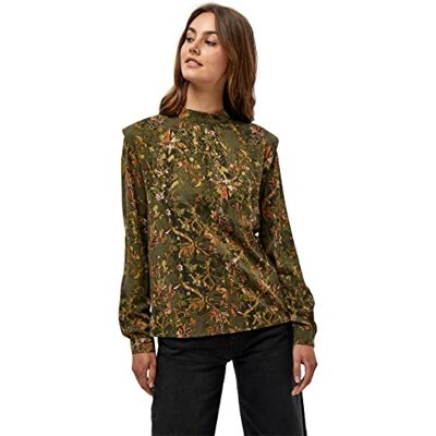 Minus 33 Lela Blouse dam, Dark Olive Flower Print, 34 SE Minus 33 Lela Blouse dam, Dark Olive Flower Print, 34 SE
