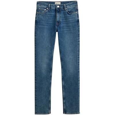 GANT Slim Super Stretch Jeans för kvinnor, MID Blue Broken IN, standard, Mellanblått, 25W x 32L GANT Slim Super Stretch Jeans för kvinnor, MID Blue Broken IN, standard, Mellanblått, 25W x 32L