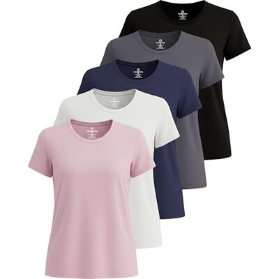 Real Essentials T-shirt för kvinnor, 6 stycken, XXL Real Essentials T-shirt för kvinnor, 6 stycken, XXL