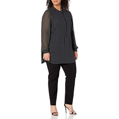 Anne Klein Dam plus långärmad tunika blus Anne Klein Dam plus långärmad tunika blus