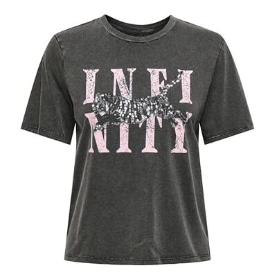 ONLY Onllucy Life S/S Tigers Top Box JRS, svart, S ONLY Onllucy Life S/S Tigers Top Box JRS, svart, S