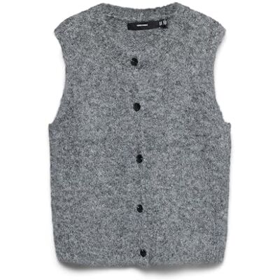 VERO MODA Vmnovah Sl O-hals knapp väst Noos, Mörkgrå melange, XS VERO MODA Vmnovah Sl O-hals knapp väst Noos, Mörkgrå melange, XS