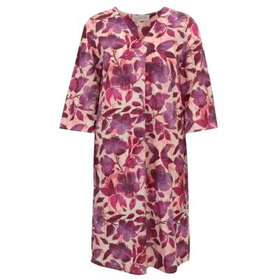 Cartoon Tecknad damklänning, linne – viskosblandning, Kräm/mörk rosa, 40 Cartoon Tecknad damklänning, linne – viskosblandning, Kräm/mörk rosa, 40