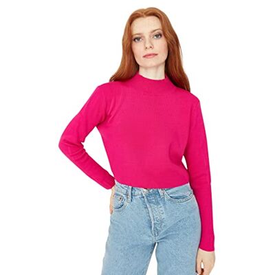 Trendyol Dam rund hals vanlig vanlig tröja sweatshirt, fuchsia, L, fuchsia Trendyol Dam rund hals vanlig vanlig tröja sweatshirt, fuchsia, L, fuchsia