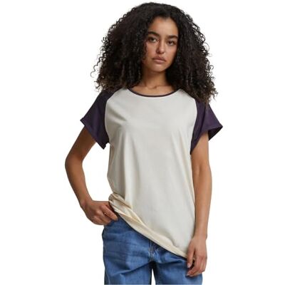 Urban Classics Ladies T-shirt Contrast Raglan Tee avslappnad raglan-t-shirt för kvinnor, normal passform, finns i många färger, storlekar XS-5XL, Whitesand/lila, M Urban Classics Ladies T-shirt Contrast Raglan Tee avslappnad raglan-t-shirt för kvinnor, normal passform, finns i många färger, storlekar XS-5XL, Whitesand/lila, M