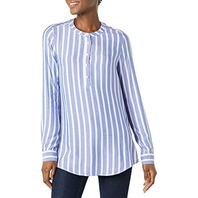 Amazon Essentials långärmad vävd blus, blå rand, XX-Large Amazon Essentials långärmad vävd blus, blå rand, XX-Large