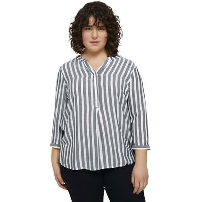 TOM TAILOR Damer Blus med ränder 1024917, 21395 Offwhite Navy Vertical Stripe, 44 Plus size TOM TAILOR Damer Blus med ränder 1024917, 21395 Offwhite Navy Vertical Stripe, 44 Plus size