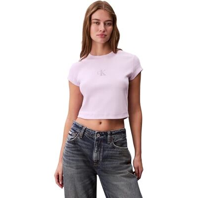 Calvin kvinnors Monologo Baby Rib Tee LV047AB802 T-shirts, Multi, M Calvin kvinnors Monologo Baby Rib Tee LV047AB802 T-shirts, Multi, M