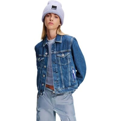 KARL LAGERFELD JEANS , Dam, Vanlig Jeansjacka, Vanlig Fit, Blå, XL KARL LAGERFELD JEANS , Dam, Vanlig Jeansjacka, Vanlig Fit, Blå, XL