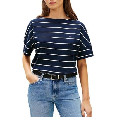 Tommy Hilfiger Dam Mdrn Cody Cap SLV C-Nk Tee WW0WW49723, blå, L Tommy Hilfiger Dam Mdrn Cody Cap SLV C-Nk Tee WW0WW49723, blå, L