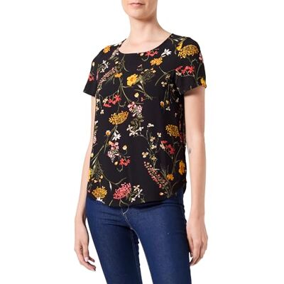 VERO MODA Vmeasy Joy S/S Top WVN Ga blus, Black/Aop: vick, M VERO MODA Vmeasy Joy S/S Top WVN Ga blus, Black/Aop: vick, M