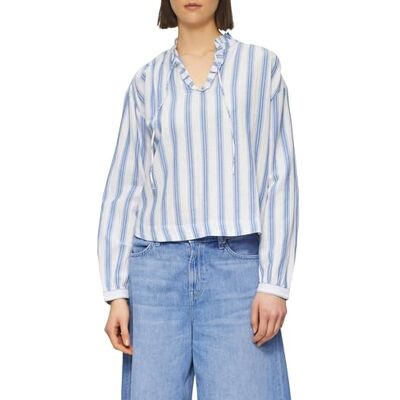 s.Oliver Casual blus med volanger och glittergarn, Kungsblå, 46 s.Oliver Casual blus med volanger och glittergarn, Kungsblå, 46