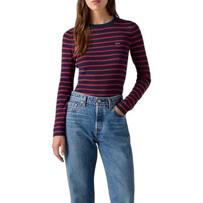 Levi's Rib Crew tröja parisiansk randig marinblå, Parisienna Stripe Na, XS Levi's Rib Crew tröja parisiansk randig marinblå, Parisienna Stripe Na, XS