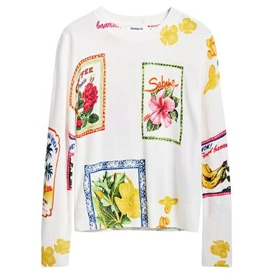 Desigual Tröja dam, Vitt och blått, XL Desigual Tröja dam, Vitt och blått, XL