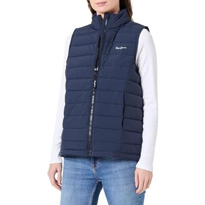 Pepe Jeans dam W ljus puffer väst jacka, blå (marinbrun), M, Blå (marin), M Pepe Jeans dam W ljus puffer väst jacka, blå (marinbrun), M, Blå (marin), M