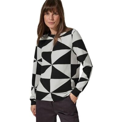Cecil TOS AOP Ottoman T-shirt, svart, L Cecil TOS AOP Ottoman T-shirt, svart, L