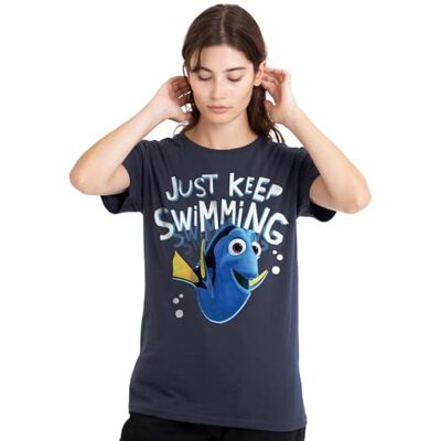 Finding Nemo Hitta Nemo Dory Just Keep Swimming damer T-shirt, djup marinblå, stor, Djup marinblå, L Finding Nemo Hitta Nemo Dory Just Keep Swimming damer T-shirt, djup marinblå, stor, Djup marinblå, L