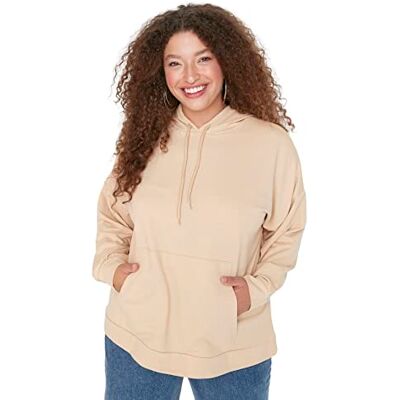 Trendyol Dam TBBAW23AO00022/Vizon sweatshirt, mink färg, XL, Mink-färg Trendyol Dam TBBAW23AO00022/Vizon sweatshirt, mink färg, XL, Mink-färg