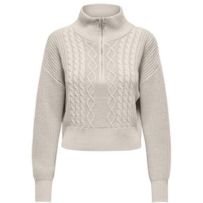 ONLY dam Onldoritta Ls Cable Zip High Neck Knt Pullover-tröja ONLY dam Onldoritta Ls Cable Zip High Neck Knt Pullover-tröja